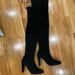 Stuart Weitzman Black Suede Highland Boots size 7.5M